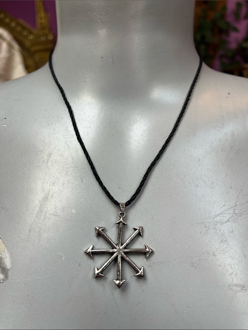 Chaos symbol 8 pointed star necklace